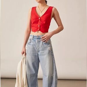 Mare Mare x Anthropologie Cross Back V Neck Vest Tank Red size Medium $98